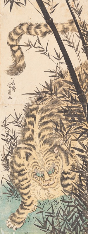 Tiger and Bamboo by Utagawa Yoshikazu, 1850 — digital art print download