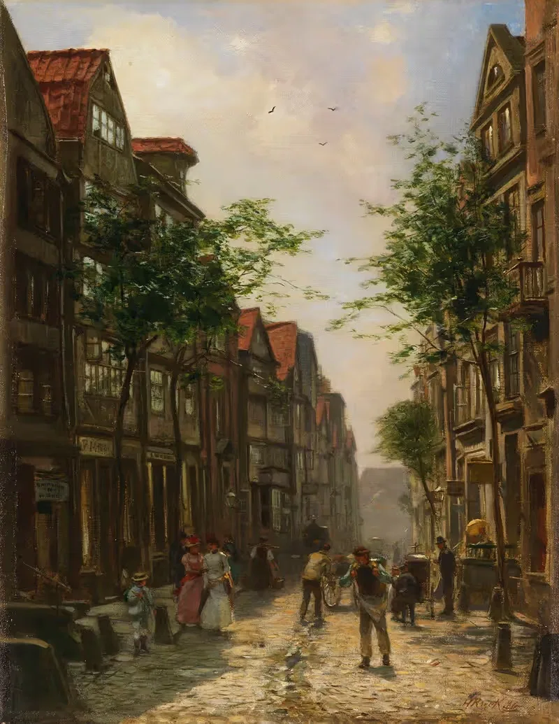 Улица старого города (Гамбург) by Герман Рик, 1886 — digital art print download