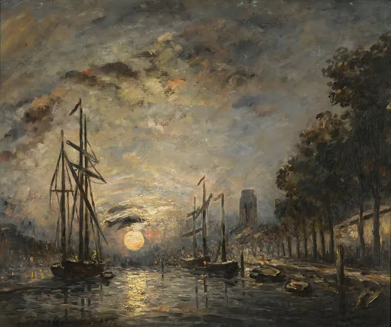 Clair De Lune Sur Un Canal, Dordrecht — Johan Barthold Jongkind