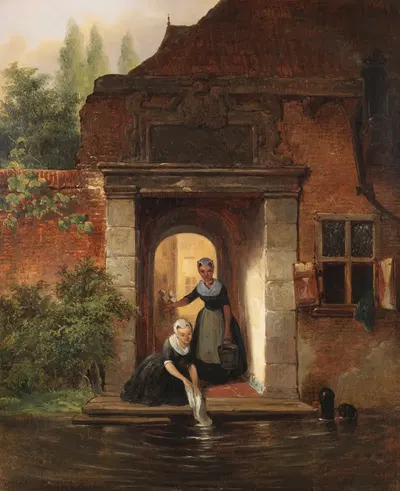 При стирке by Иоганнес Стробель, 1860 — digital art print download