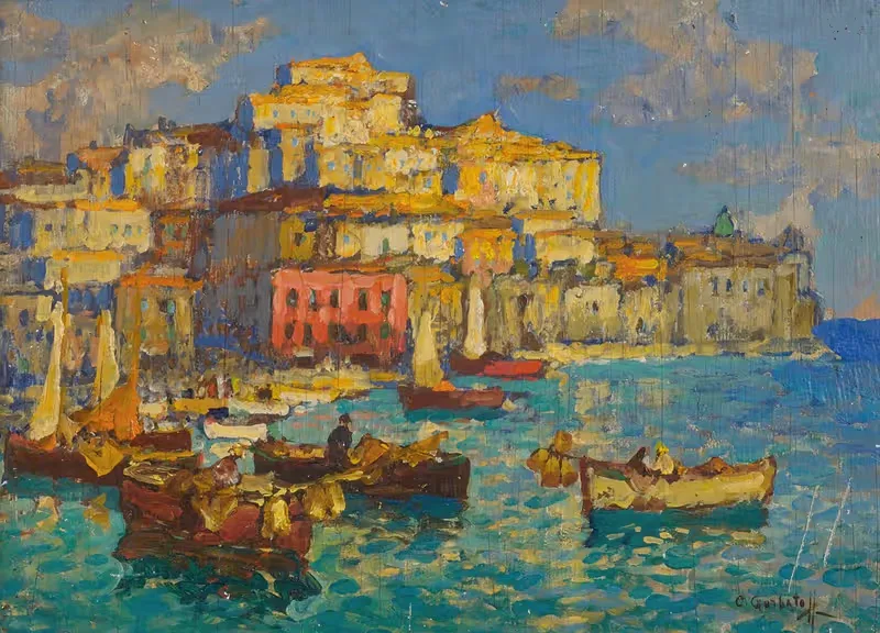 Порт в Неаполе by Константин Иванович Горбатов, 1930 — digital art print download