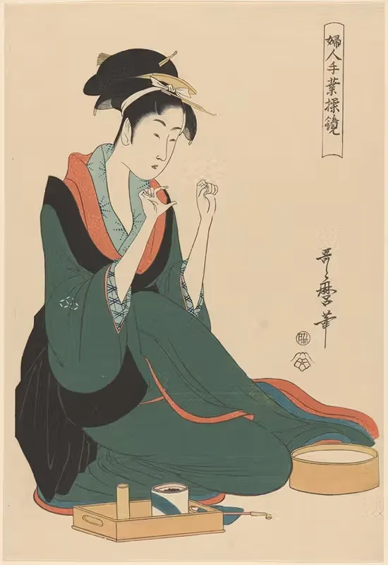 Woman with Thread by Kitagawa Utamaro — digital art print download