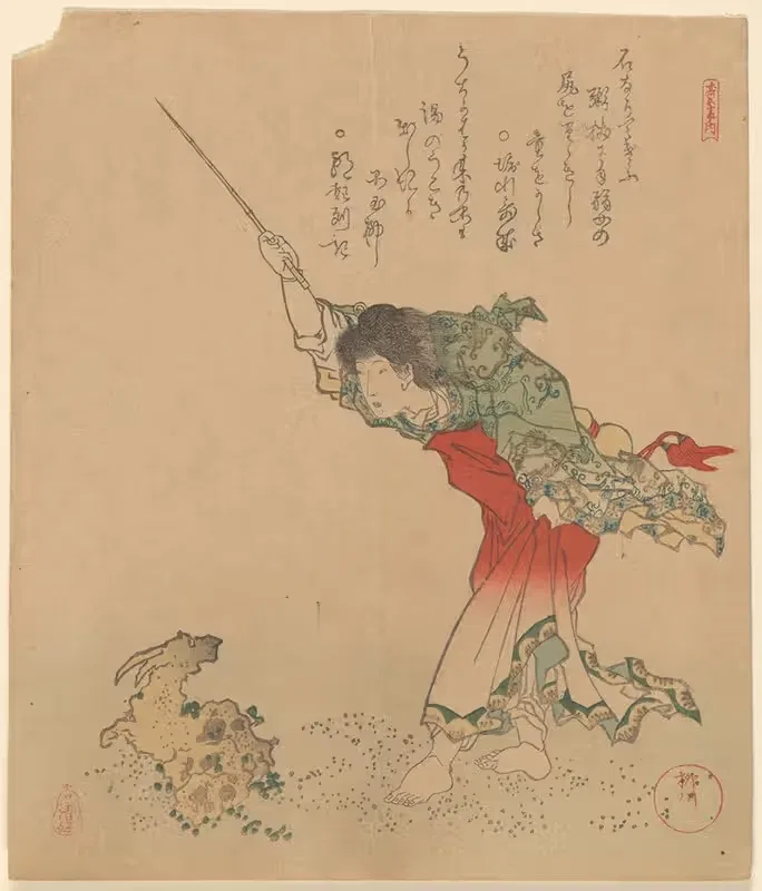 Woman Transforming a Rock into a Goat — Yanagawa Shigenobu
