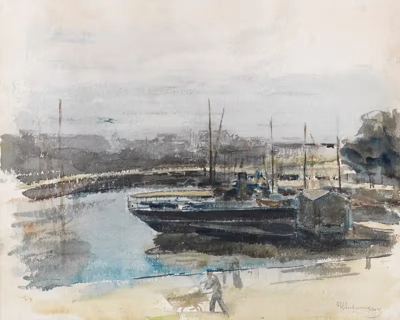 Набережная в Гамбурге by Макс Либерман, 1900-1902 — digital art print download