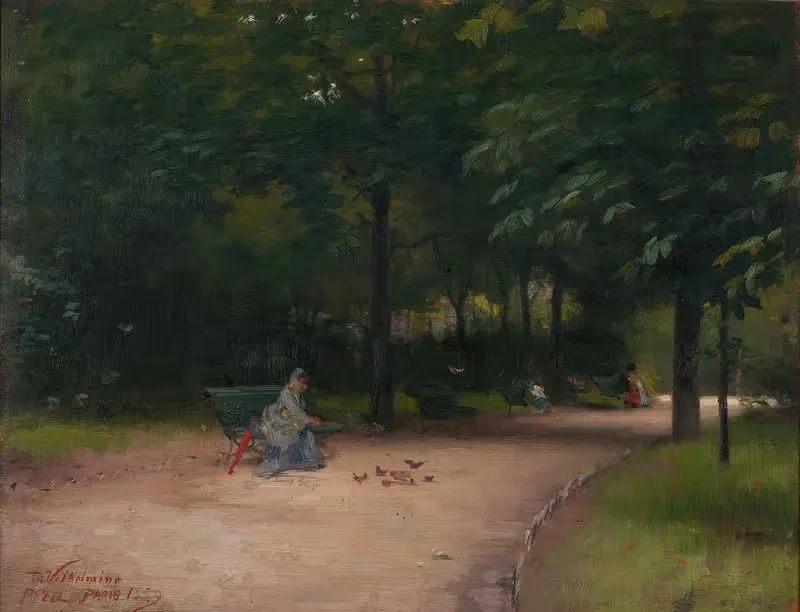 Кормление птиц в парке by Пол Пил, 1889 — digital art print download