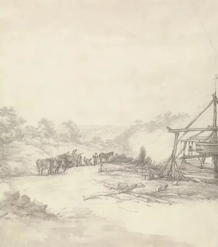 Unloading Pit Props at Coalbrookdale by Thomas Hearne — digital art print download