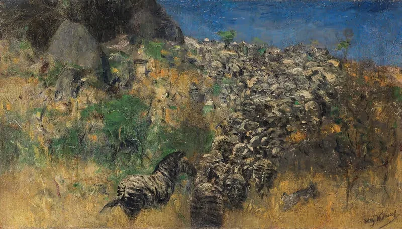 Убегающая стая зебр, между by Вильгельм Кунерт, 1911-1916 — digital art print download
