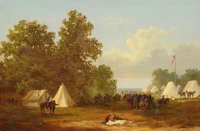 Эскиз для 'лагеря кавалерийских лансеров полковника Раша' by Ксантус Рассел Смит — digital art print download
