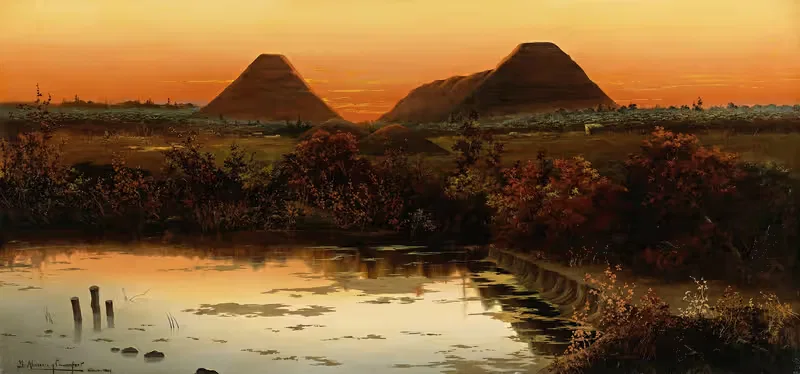 Atardecer Con Pirámides by Ygnacio Alcérreca y Comonfort, 1901 — digital art print download
