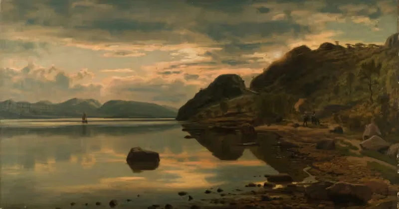 Aftenstemning. Skogsfjord, Mandal by Amaldus Nielsen, 1896 — digital art print download