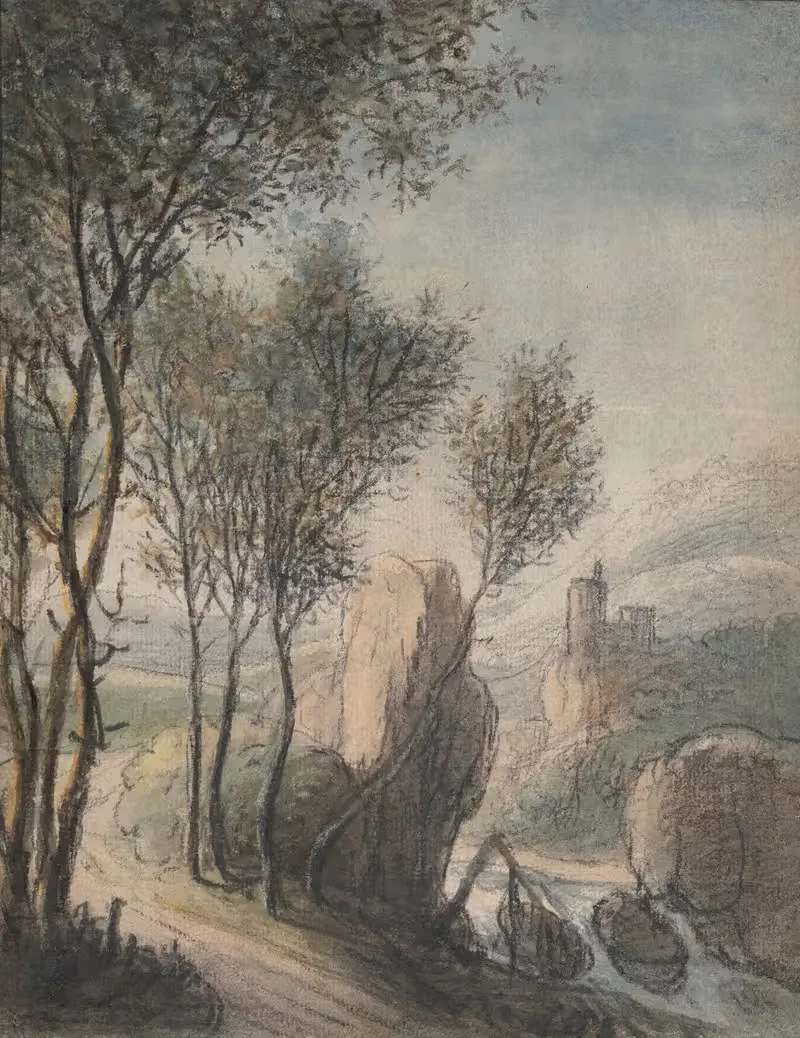 River Landscape with a Castle in the Distance — Antonie Waterloo