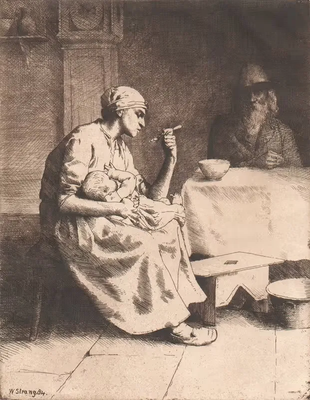 Мать, кормящая младенца by Уильям Странг, 1884 — digital art print download