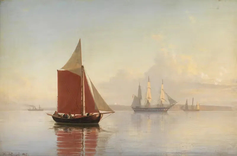 Лодка и два парусника by Карл Эмил Баагё, 1867 — digital art print download
