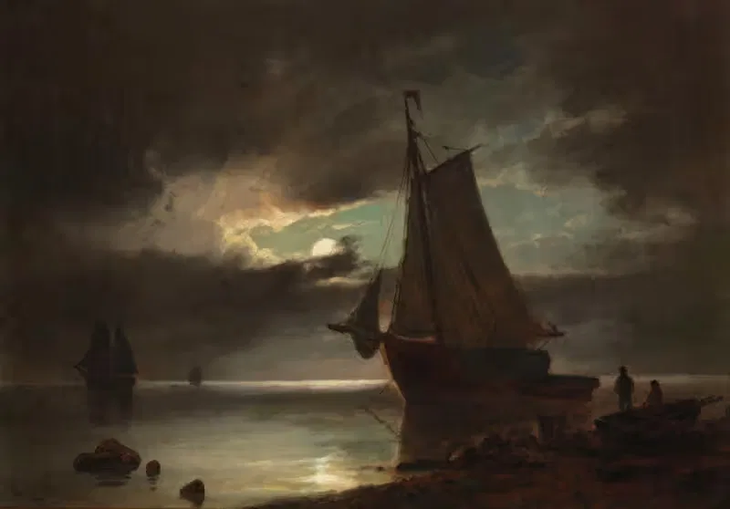 Mondschein an der Küste by Carl Bille, 1850 — digital art print download