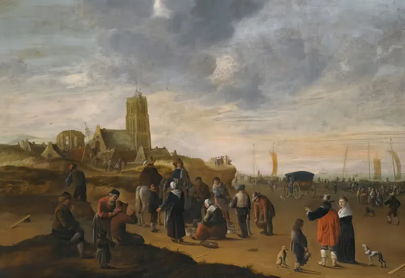 A View Of The Beach At Scheveningen — Cornelis Beelt