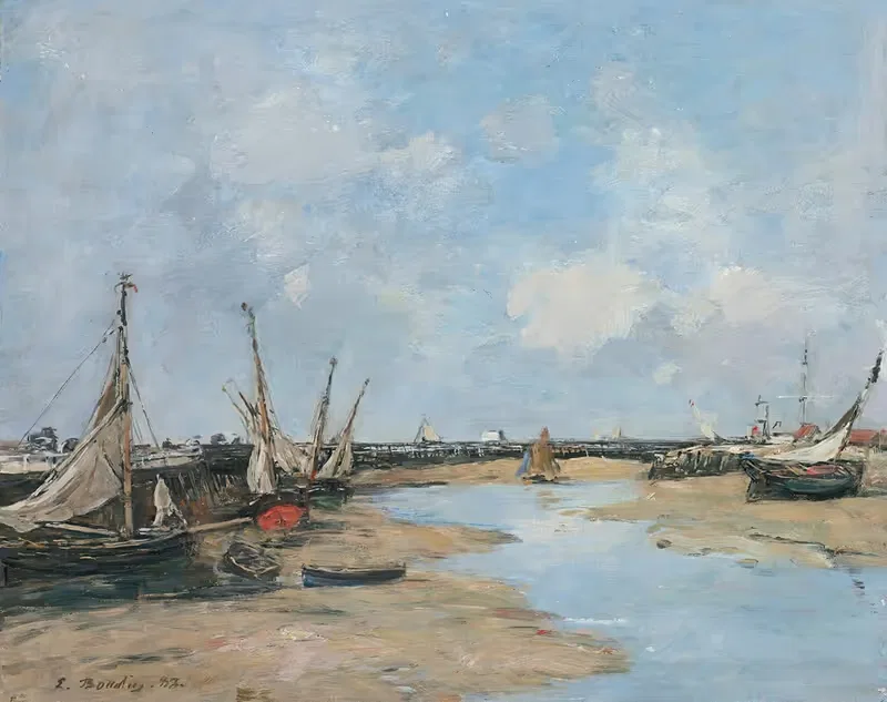 Трувиль, причалы, отлив by Южен Буден, 1888 — digital art print download