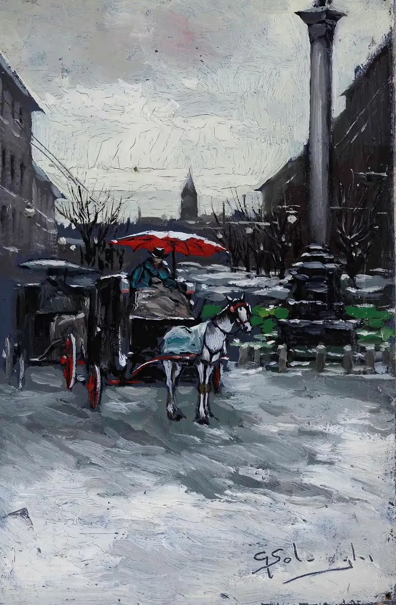 Городской вид с каретой by Джузеппе Соленги — digital art print download