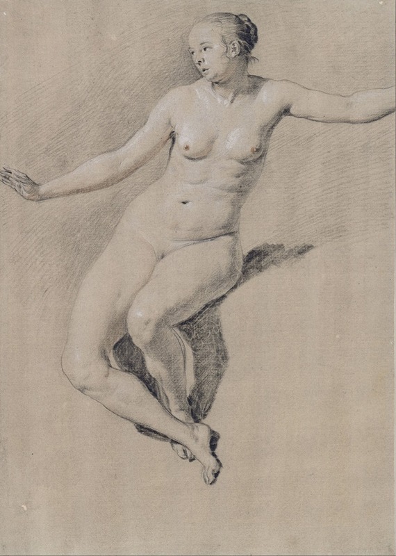 Seated female nude — Адриан ван де Вельде