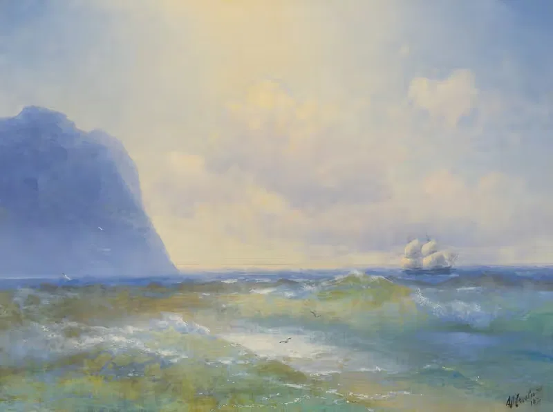 Ship At Sea by Ivan Konstantinovich Aivazovsky, 1895 — digital art print download