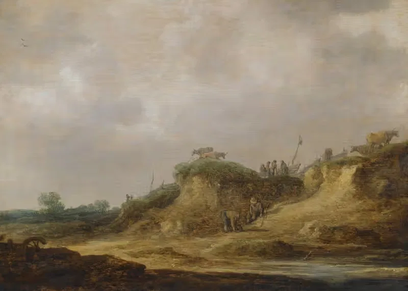 A Dune Landscape With Herdsmen Tending Their Cattle — Jan van Goyen