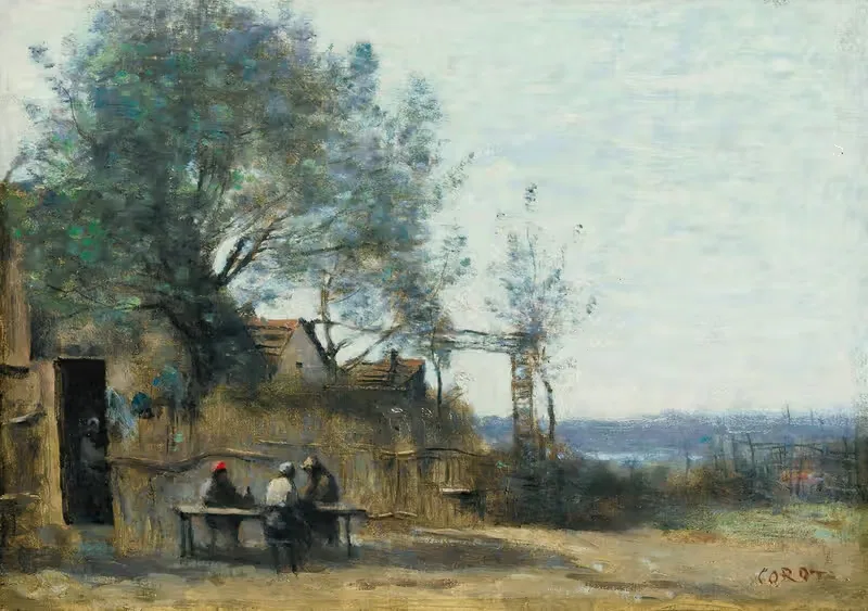 Paysans Attablés À La Porte D'un Cabaret — Jean-Baptiste-Camille Corot