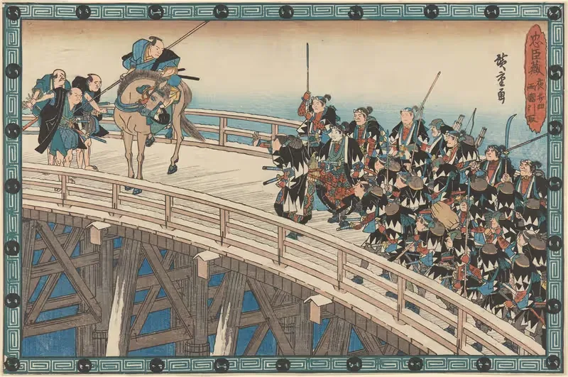 Gathering on the Bridge by Utagawa Hiroshige — digital art print download
