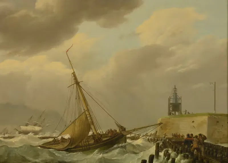 Корабль в бурном море by Иоганнес Херманус Кеккёк, 1821 — digital art print download