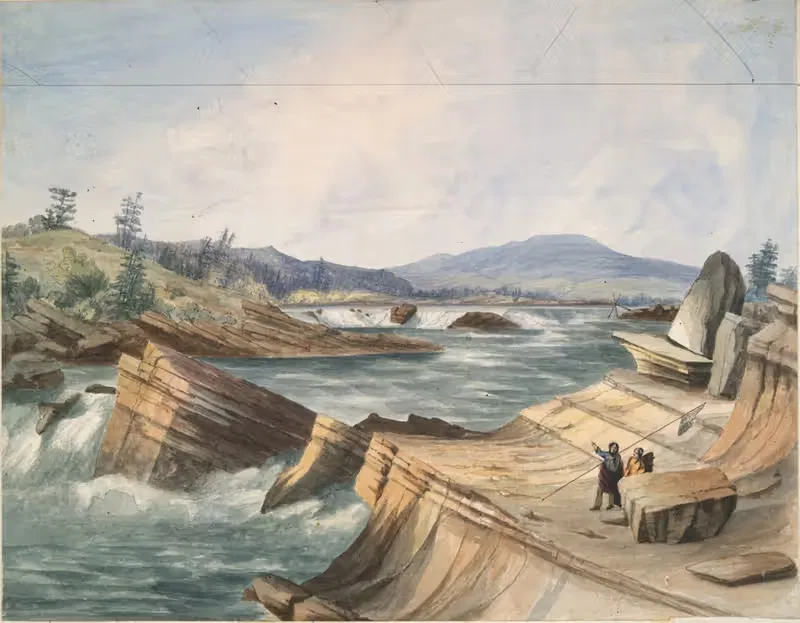 Водопад Кеттл, река Колумбия by Джон Микс Стэнли, 1854 — digital art print download