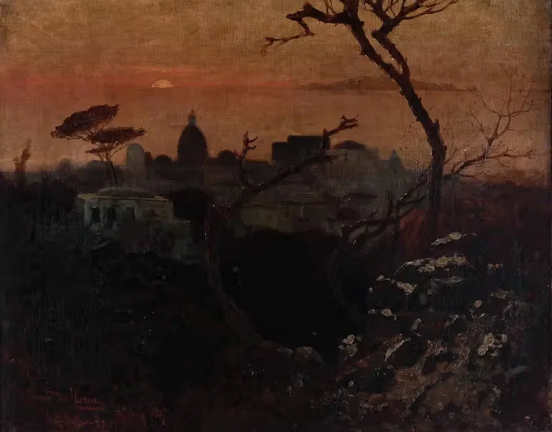 Veduta di Roma al crepuscolo — Mario De Maria detto Marius Pictor
