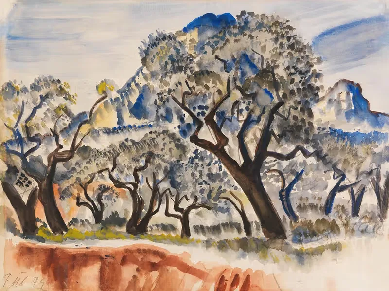 Südfranzösische Landschaft mit Bäumen by Paul Kleinschmidt, 1929 — digital art print download