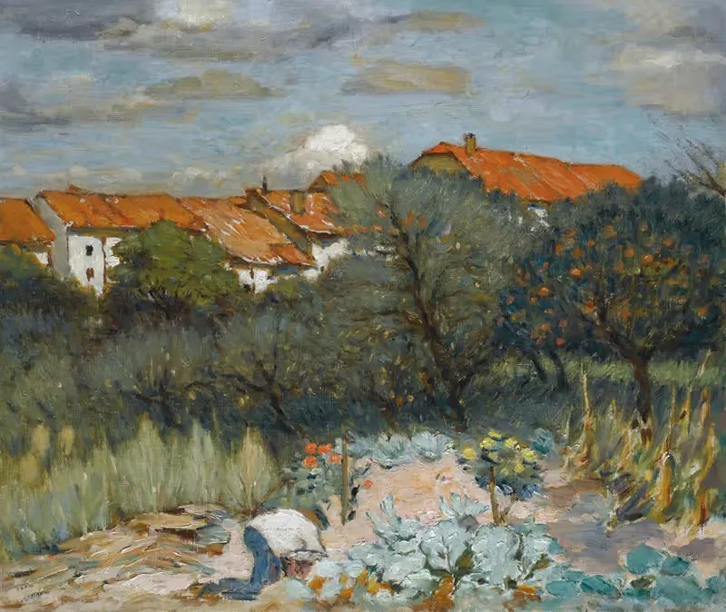 Пейзаж с красными крышами by Пётр Александрович Нилус, 1943 — digital art print download
