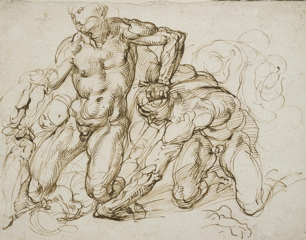 Male Nudes Fighting by Бартоломео Пассаротти, 1563-1572 — digital art print download