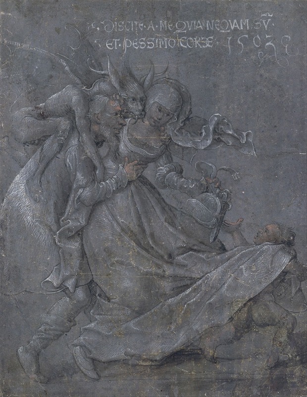 Pair of lovers with the Devil and Cupid — Bernhard Strigel