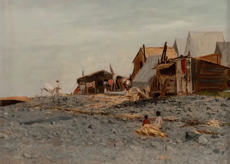 Salmon Fishery Village — Albert Bierstadt