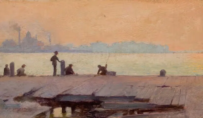 Рыбаки на причале by Чарльз Кортни Карран, 1895 — digital art print download