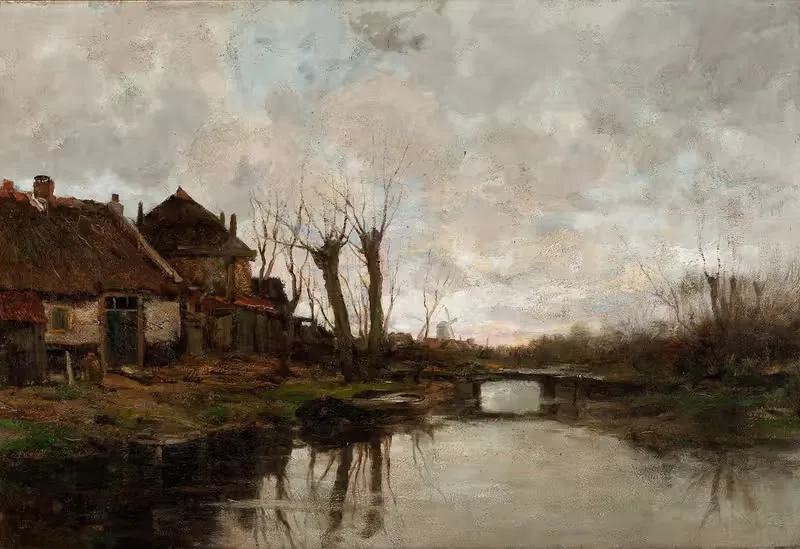 Облачный день вдоль голландского канала by Шарль Поль Групп — digital art print download