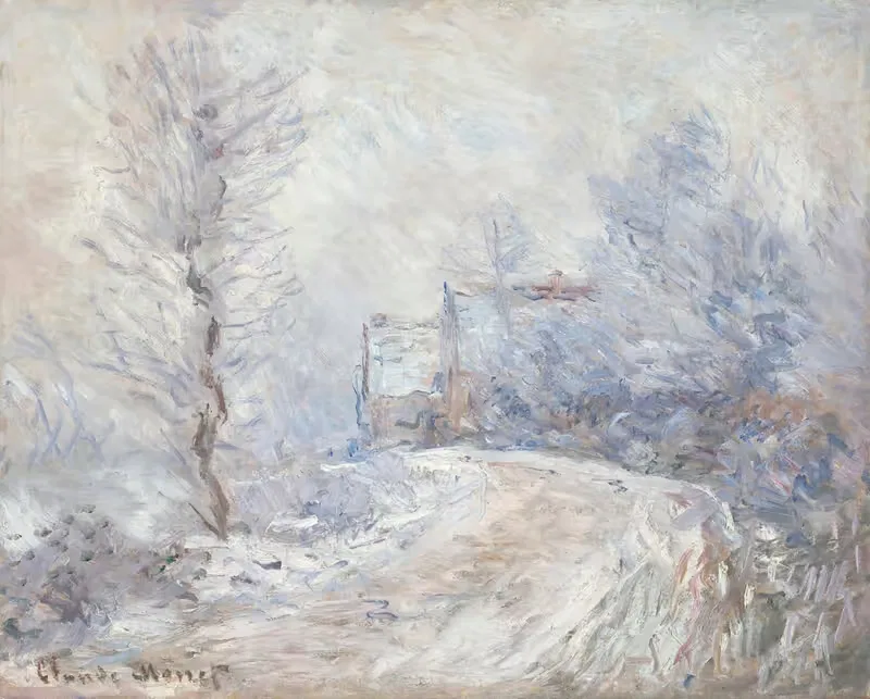 L’entrée de Giverny sous la neige — Claude Monet