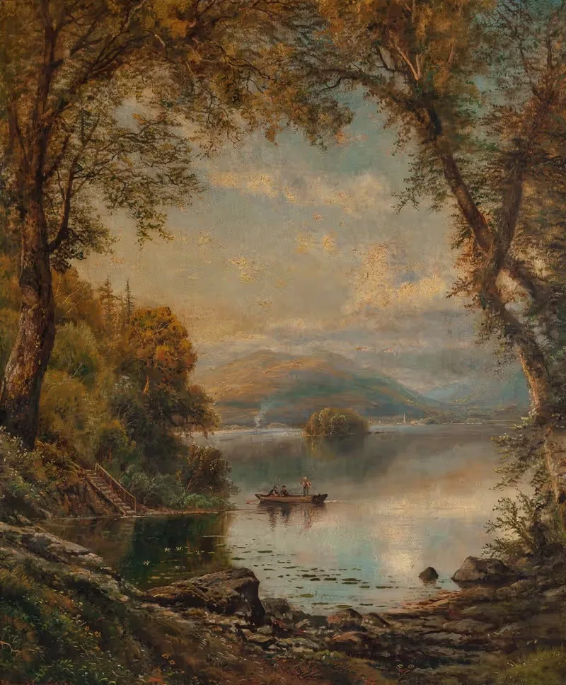 Lake Landscape with Fishermen — Edmund Darch Lewis