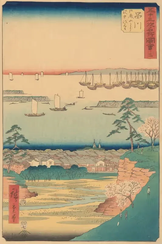 Shinagawa by Utagawa Hiroshige, 1855 — digital art print download