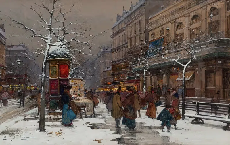 Париж, бульвар зимой by Эжен Галиен-Лалу — digital art print download