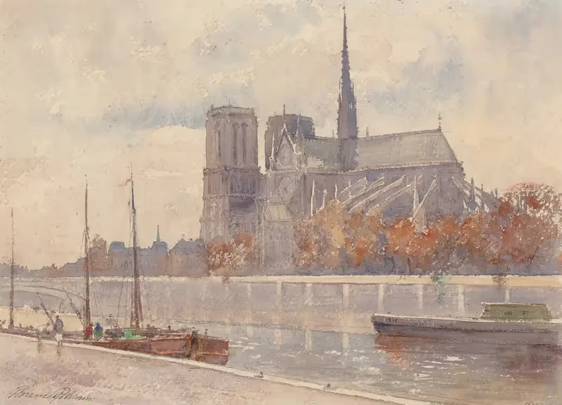Notre Dame, Paris by Florence Vincent Robinson, 1912 — digital art print download