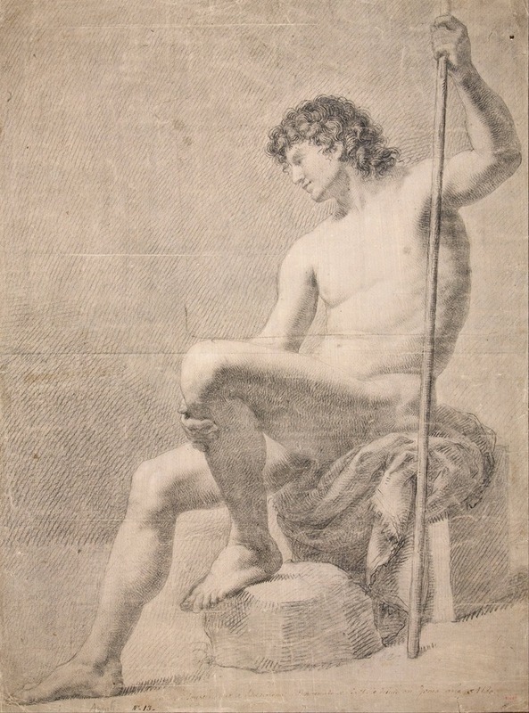 Male Nude Seated by Francesc Agustín, 1780 — digital art print download