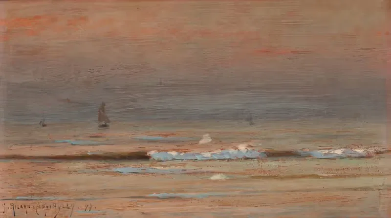 Корабли, плывущие к берегу на закате by Жорж Рикар-Кордингли, 1897 — digital art print download