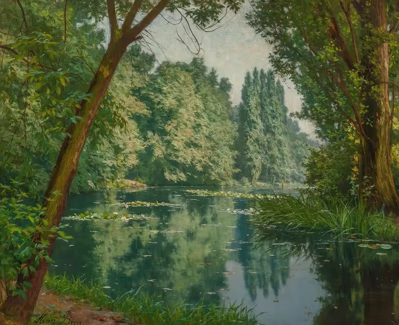 Midsummer water lilies by Henri Biva — digital art print download