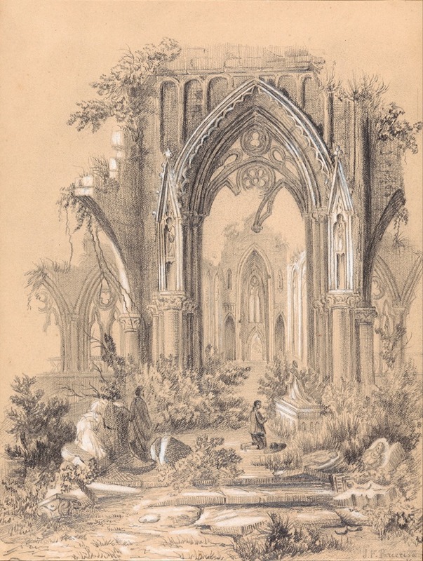 Church in ruins by Francisco Javier Parcerisa Boada, 1856 — digital art print download