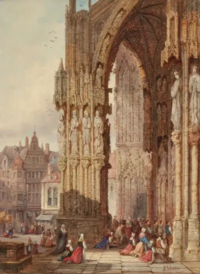 Regensburg Cathedral of St. Peter, Germany by Henry Thomas Schafer, 1885 — digital art print download
