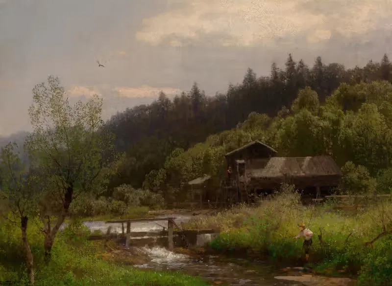 Farm House by the Creek — Hermann Ottomar Herzog