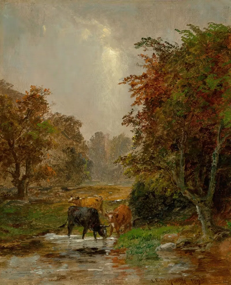 Скоты у ручья by Джаспер Фрэнсис Кропси, 1895 — digital art print download