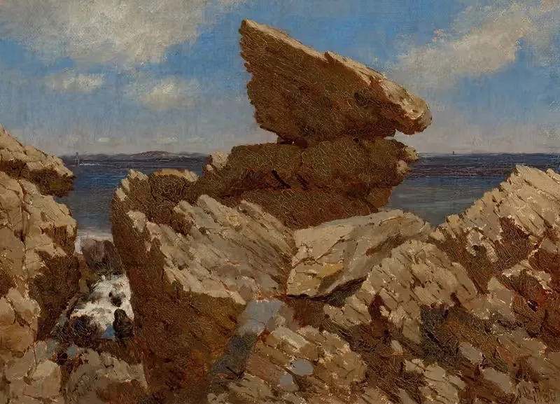 Скалистая бухта с балансирующей скалой by Джон Брэдли Хадсон, 1880 — digital art print download