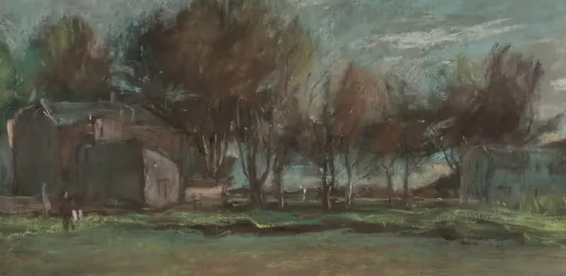 Trees by a Village by Joseph Frank Currier — digital art print download